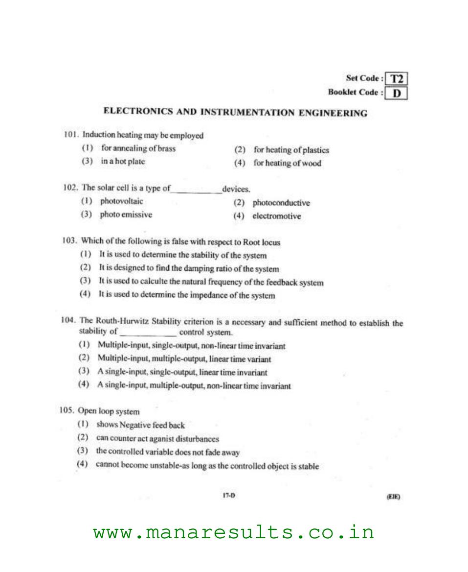 AP ECET 2015 Electronics and Instrumentation Engineering Old Previous Question Papers - Page 16