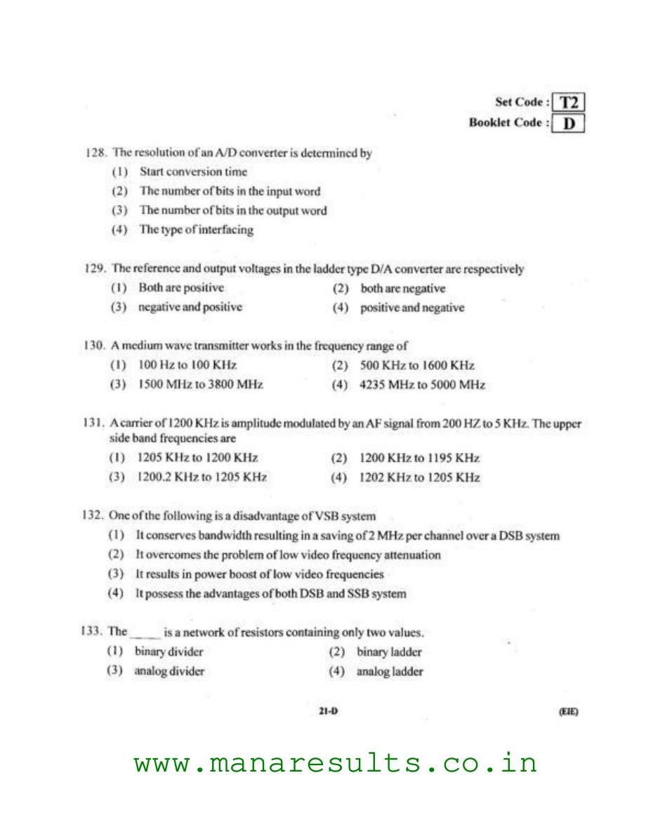 AP ECET 2015 Electronics and Instrumentation Engineering Old Previous Question Papers - Page 20