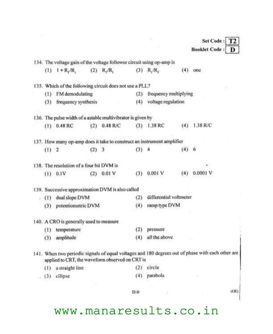 AP ECET 2015 Electronics and Instrumentation Engineering Old Previous Question Papers - Page 21