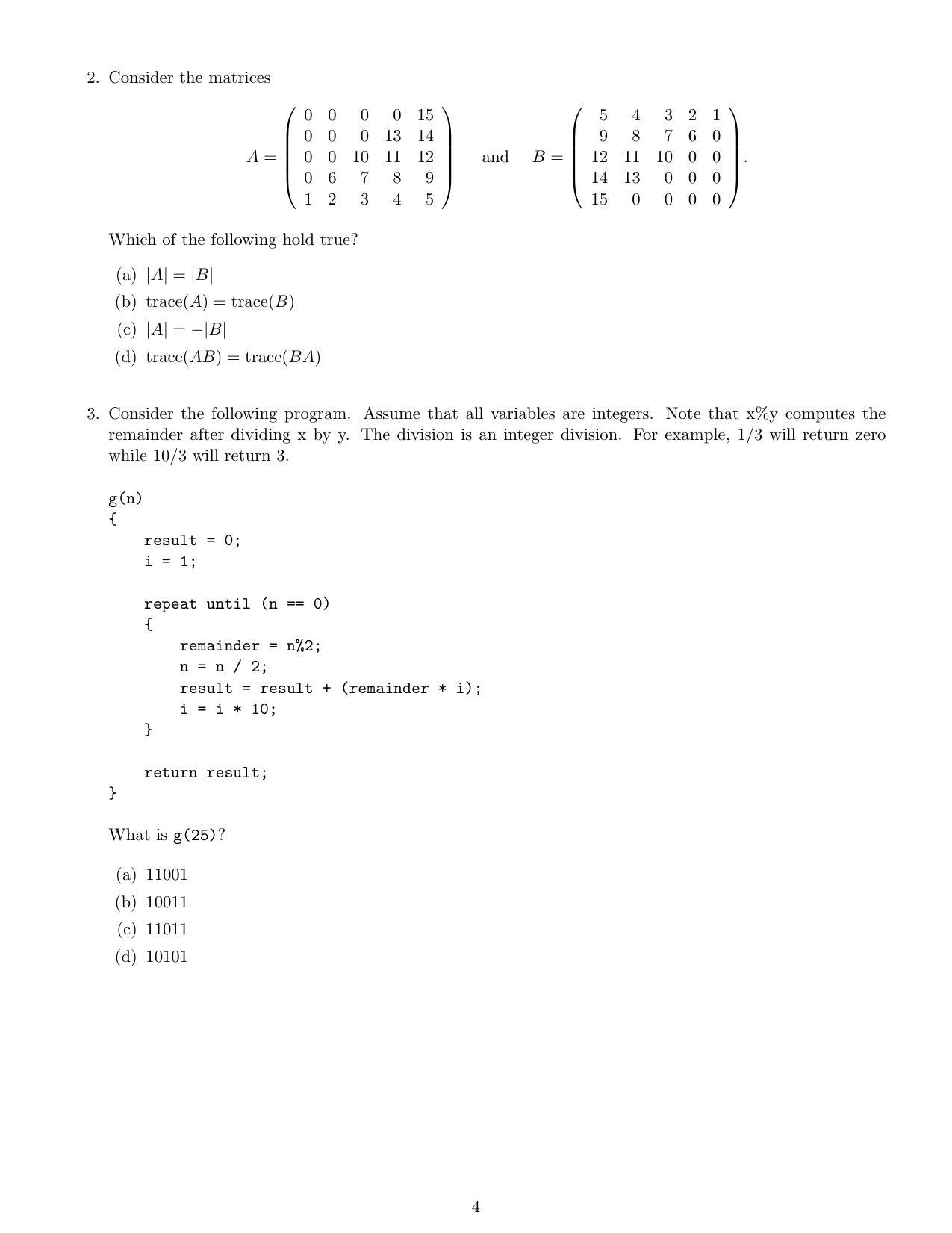 CMI Entrance Exam 2020 Question Paper MSc Data Science - Page 6