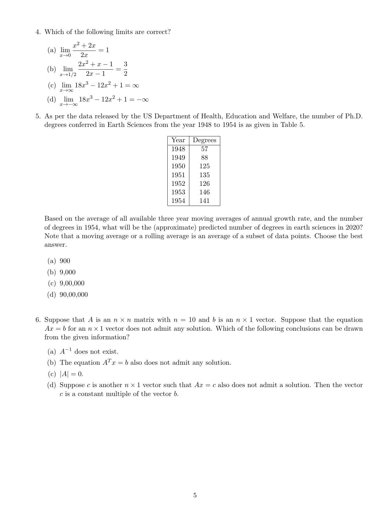 CMI Entrance Exam 2020 Question Paper MSc Data Science - Page 7