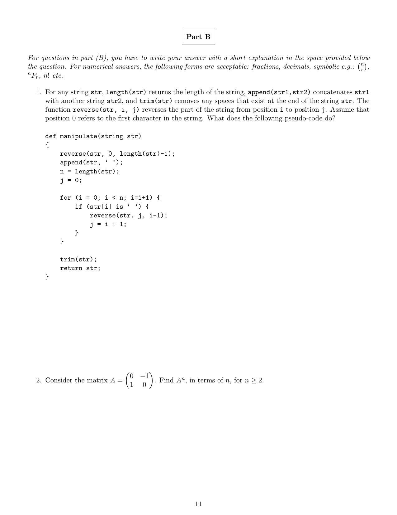 CMI Entrance Exam 2020 Question Paper MSc Data Science - Page 13