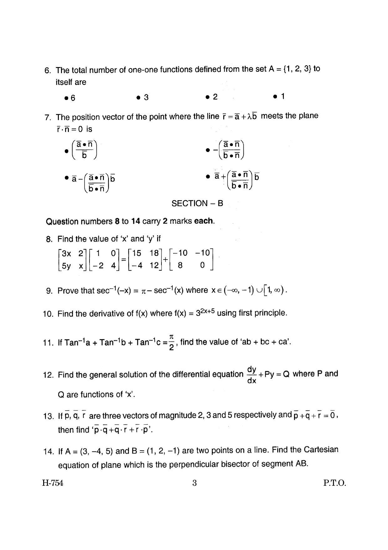 Goa Board Class 12 Mathematics (June 2019) Question Paper - Page 3