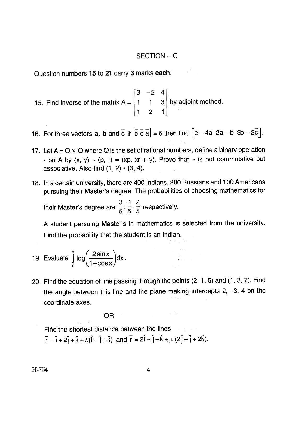 Goa Board Class 12 Mathematics (June 2019) Question Paper - Page 4