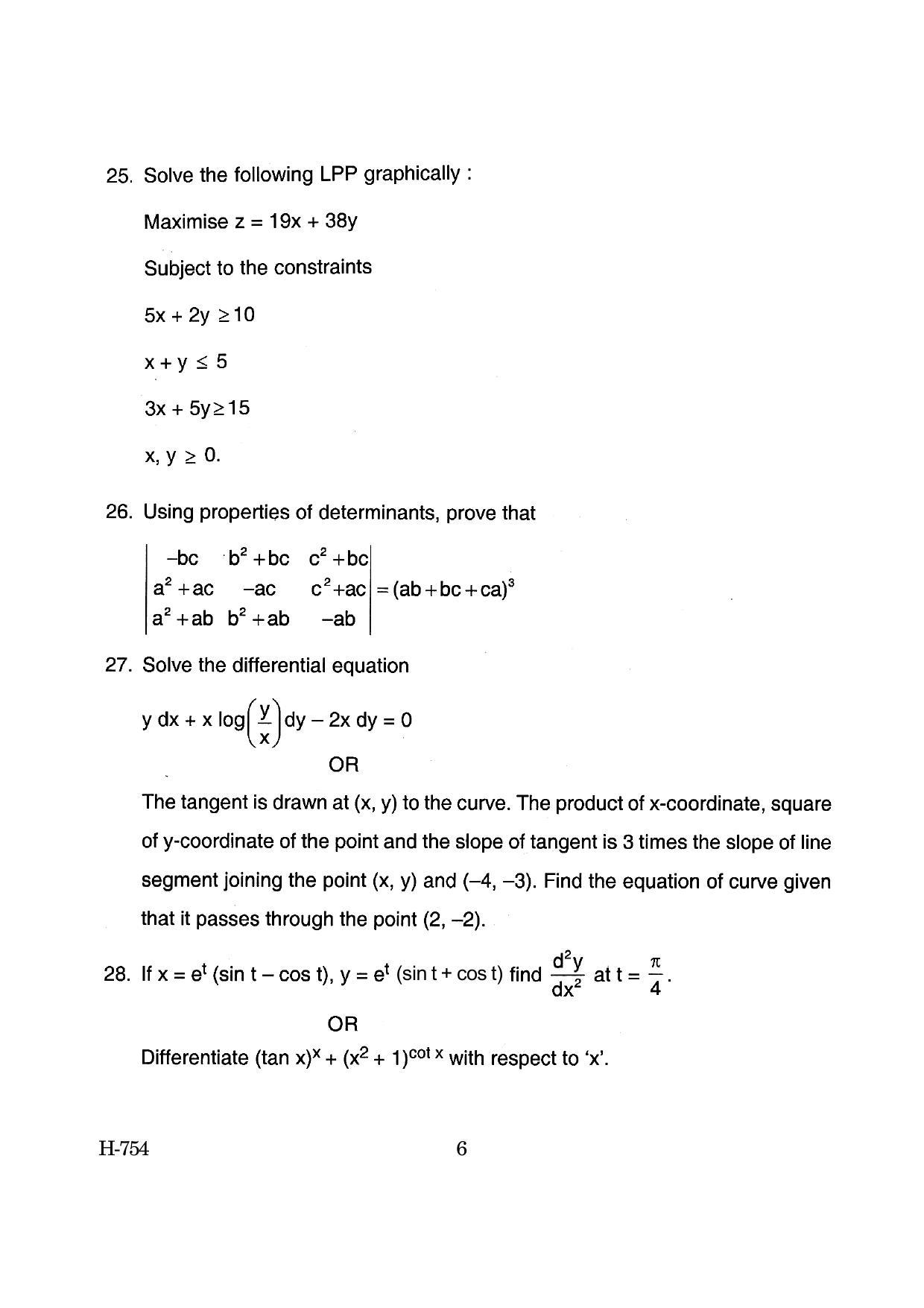 Goa Board Class 12 Mathematics (June 2019) Question Paper - Page 6