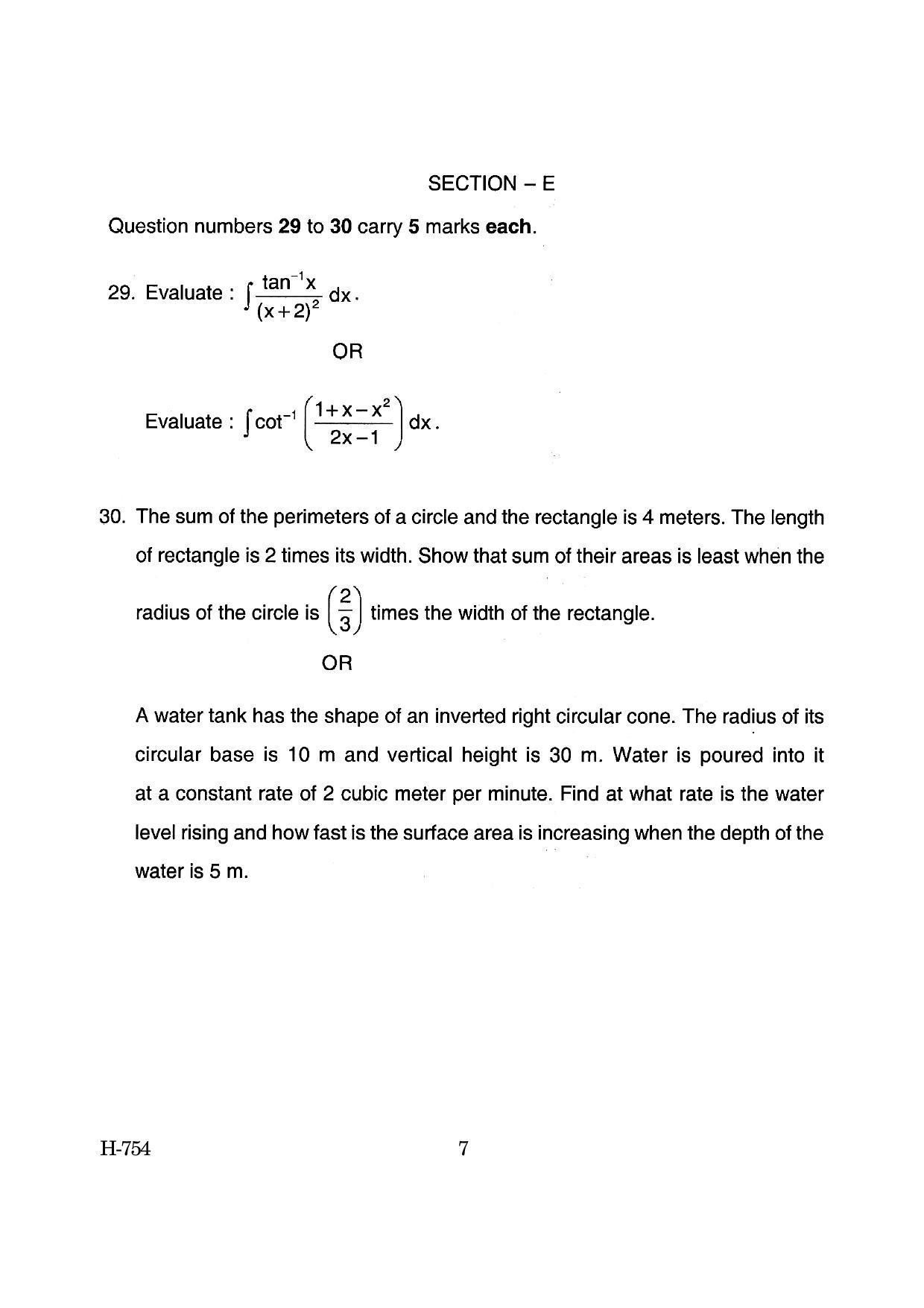 Goa Board Class 12 Mathematics (June 2019) Question Paper - Page 7