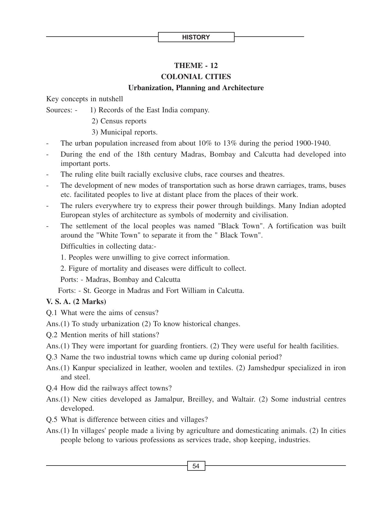 CBSE Class 12 History Colonial Cities Urbanization Planning Architecture - Page 1
