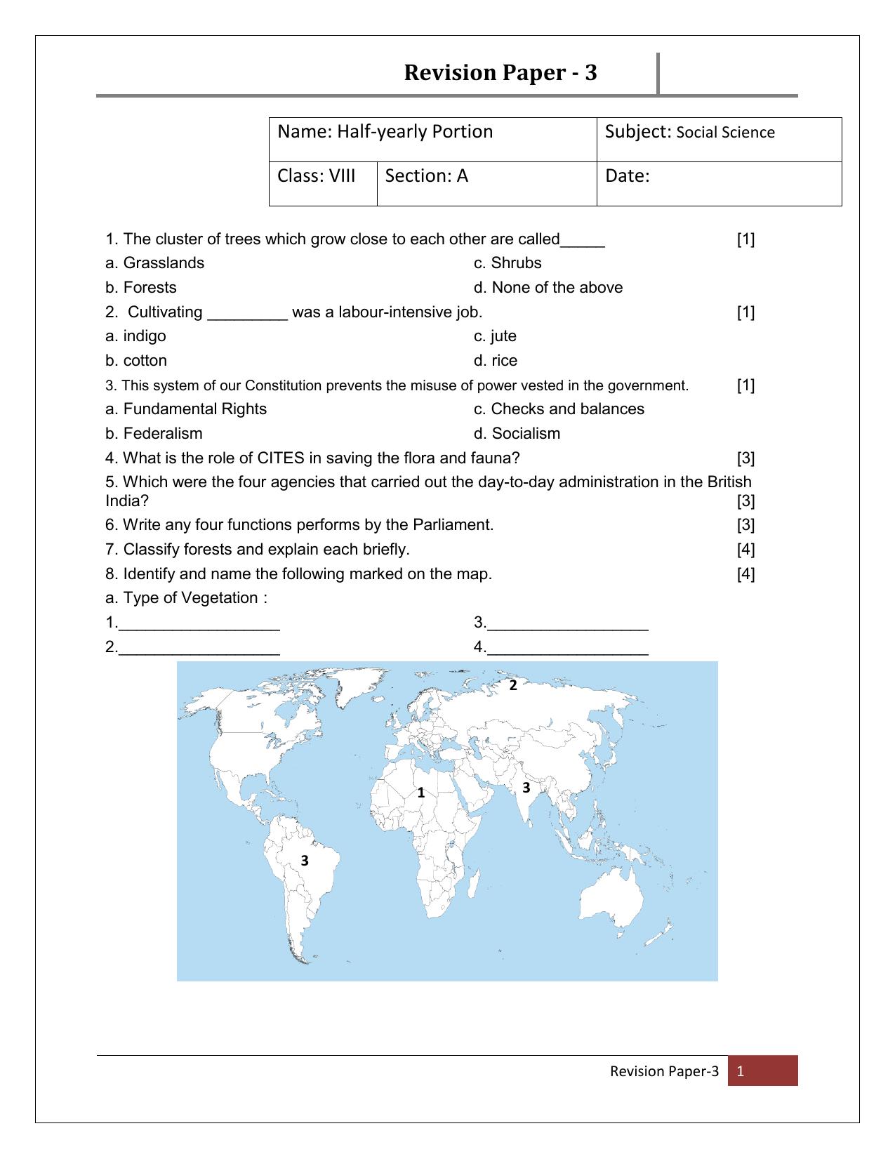 CBSE Worksheets for Class 8 Social Science Assignment 4 - Page 1