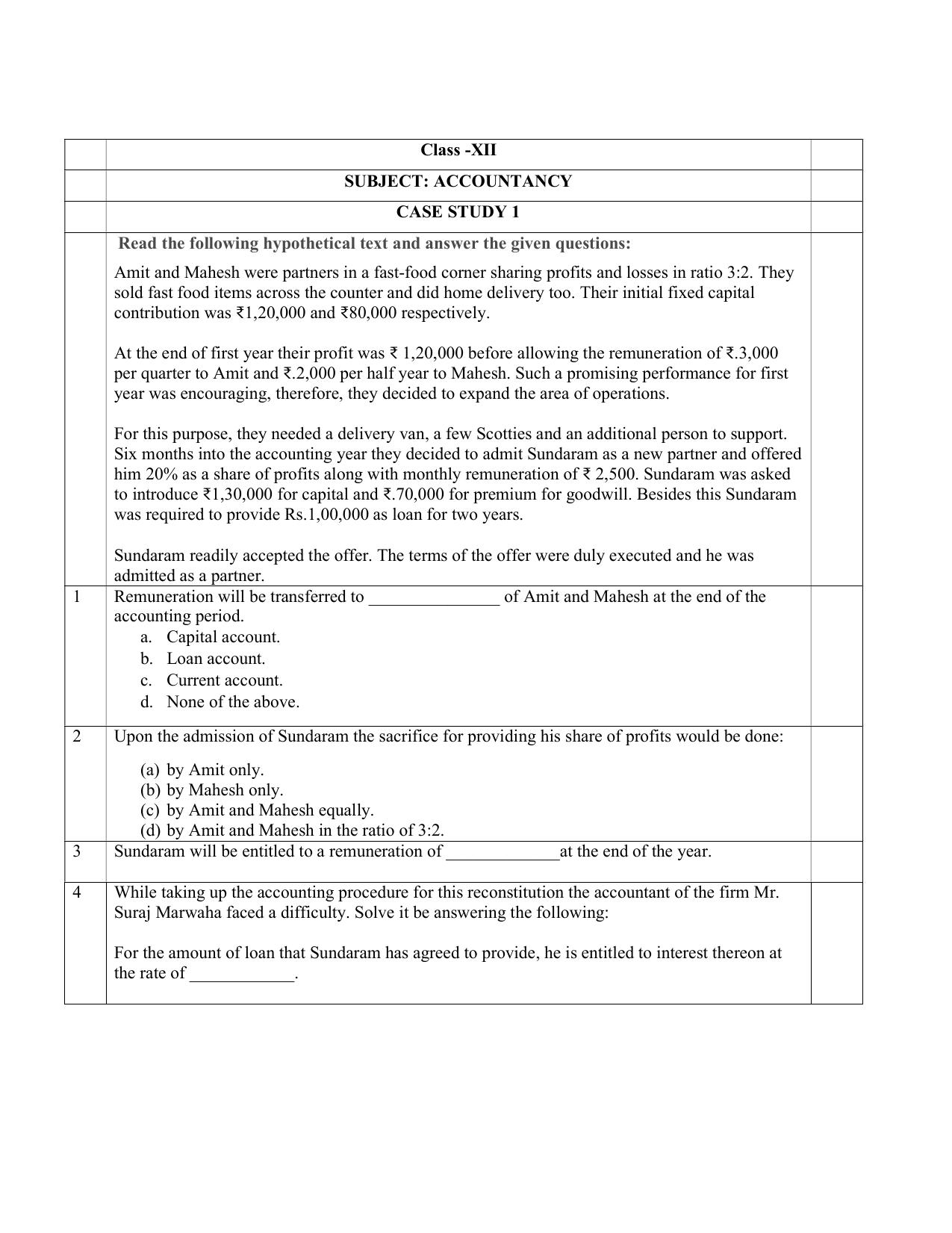 CBSE Class XII Accountancy Question Bank - Page 1