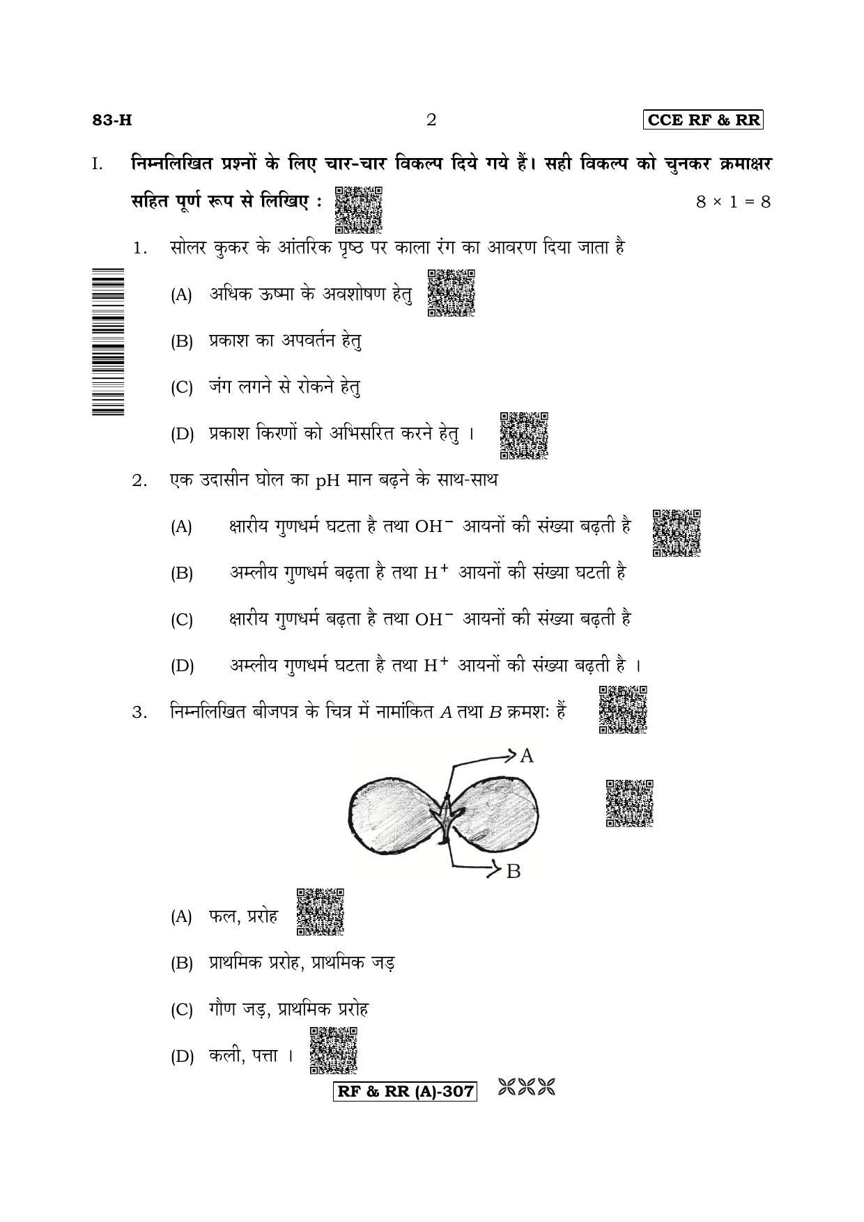 Karnataka SSLC Science (HINDI Medium) - 83H-A Version (Supplementary) June 2020 Question Paper - Page 2