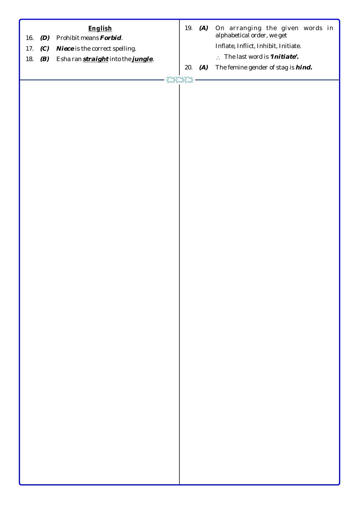 UCO Sample Papers for Class 4 Key & Solutions - Page 2