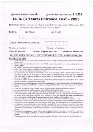PU LLB 2023 Question Paper