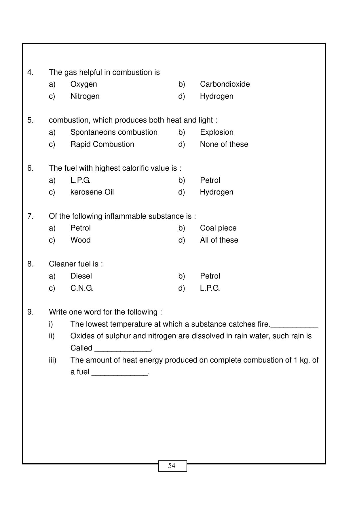 CBSE Worksheets for Class 8 Science Combustion and Flame Part B Assignment - Page 2
