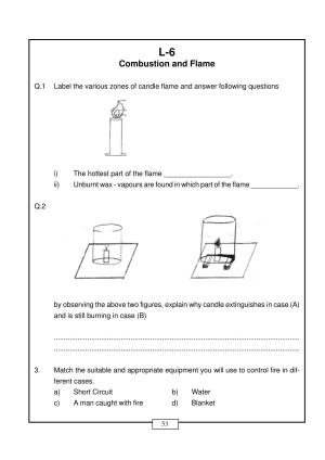 CBSE Worksheets for Class 8 Science Combustion and Flame Part B Assignment