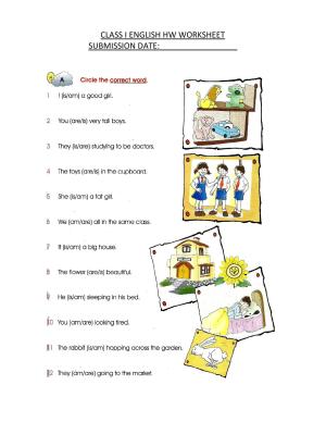 Worksheet for Class 1 English Assignment 67 Corred Word