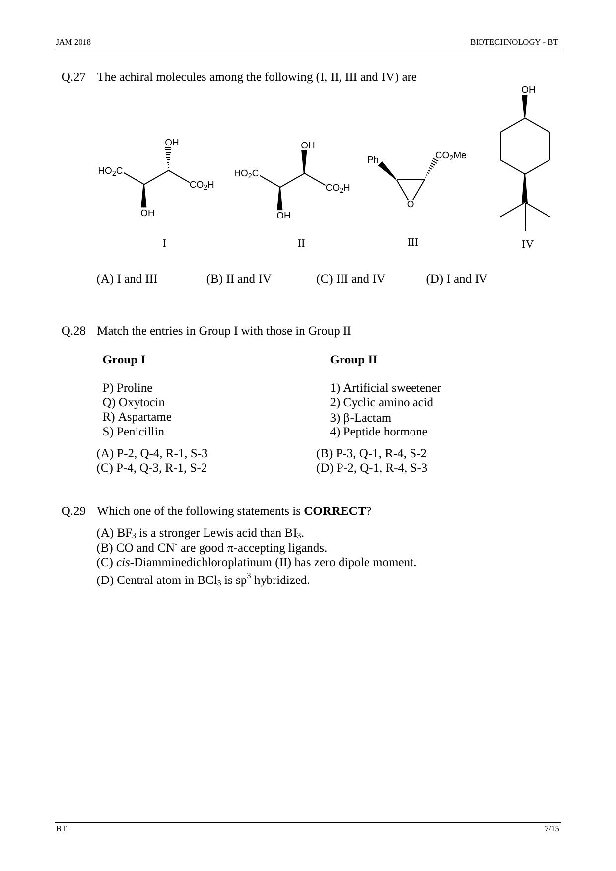 JAM 2018: BT Question Paper - Page 7