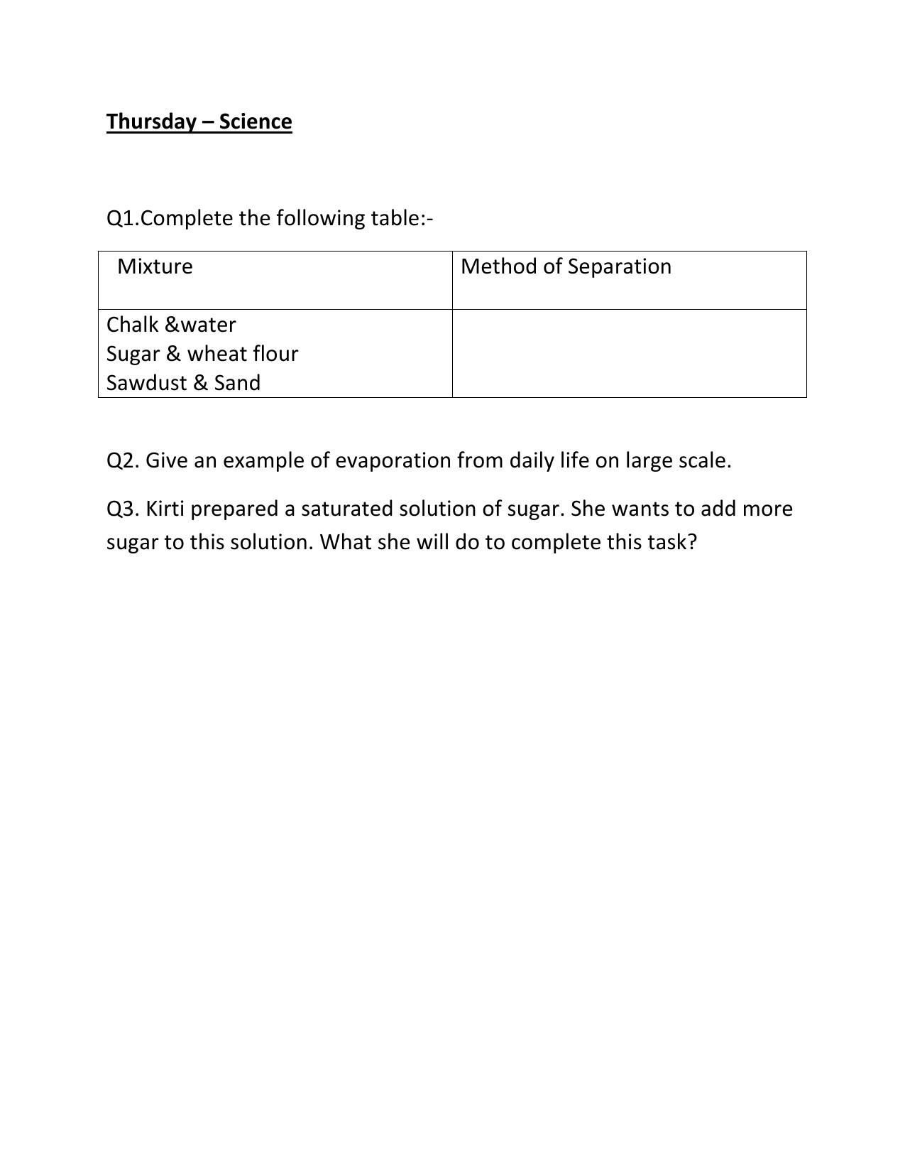 CBSE Worksheets for Class 6 Science Assignment 33 - Page 1
