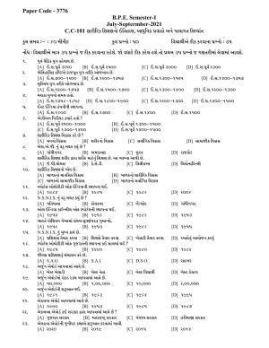 Hemchand North Gujarat University Sample Paper July-Sept 2021: B.P.E.D Semester-I - C.C-101 History of Physical Education Modern Trends and Basic Principles Paper Code - 3776