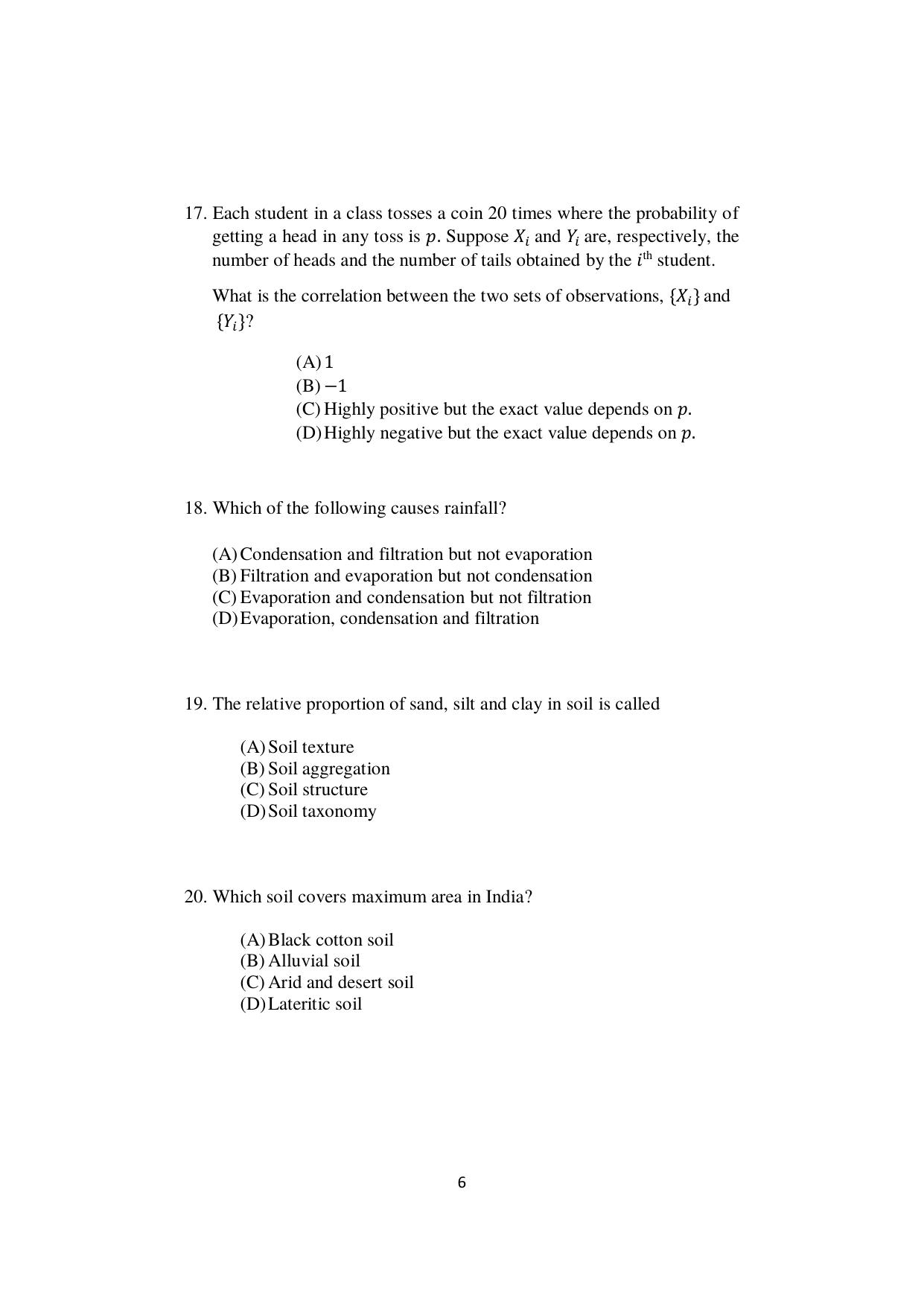  ISI Admission Test PG Diploma in Agricultural and Rural Management with Statistical Methods and Analytics DRA 2022 Sample Paper - Page 6