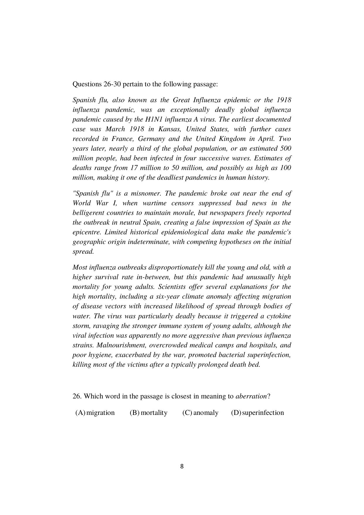  ISI Admission Test PG Diploma in Agricultural and Rural Management with Statistical Methods and Analytics DRA 2022 Sample Paper - Page 8