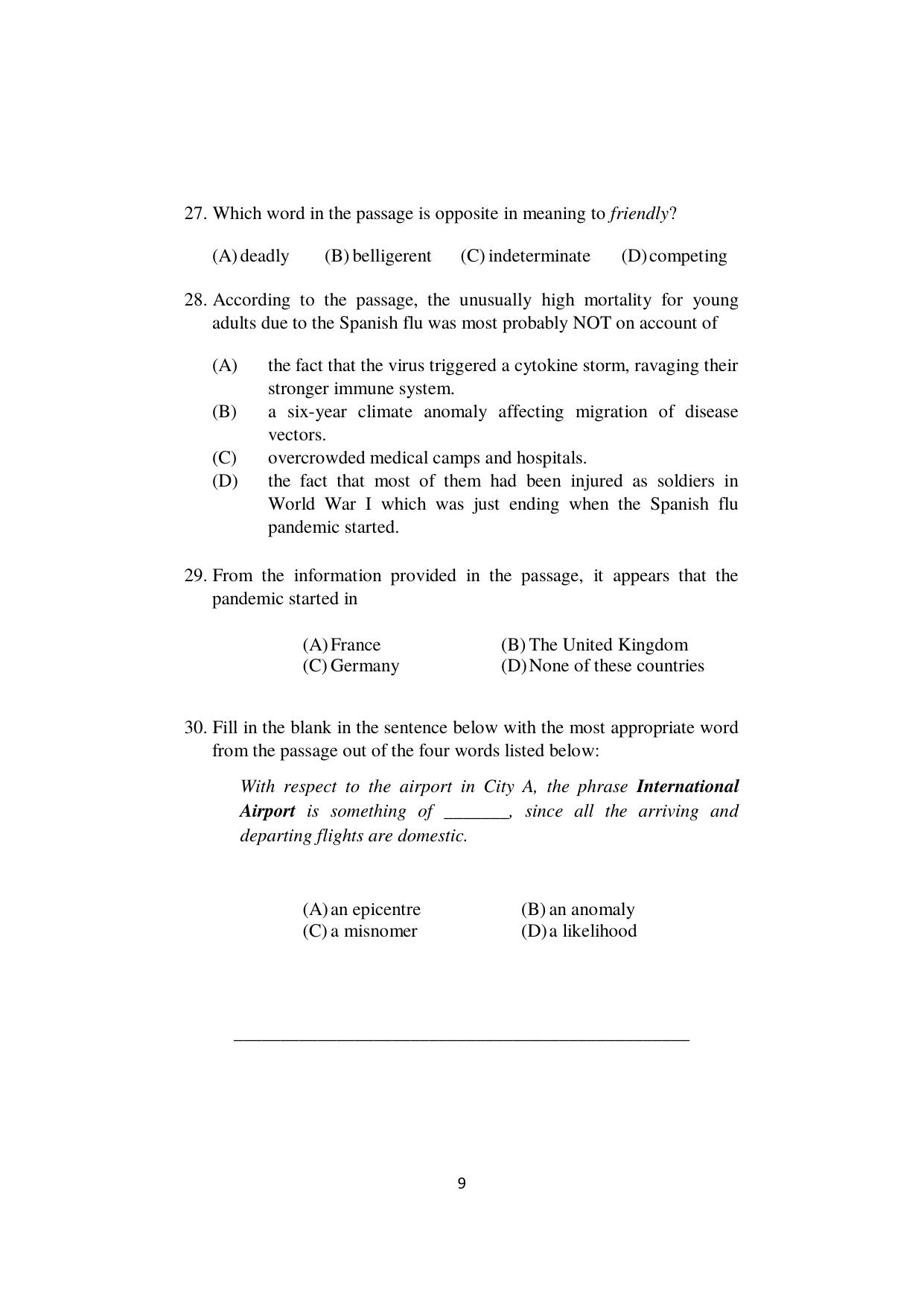  ISI Admission Test PG Diploma in Agricultural and Rural Management with Statistical Methods and Analytics DRA 2022 Sample Paper - Page 9