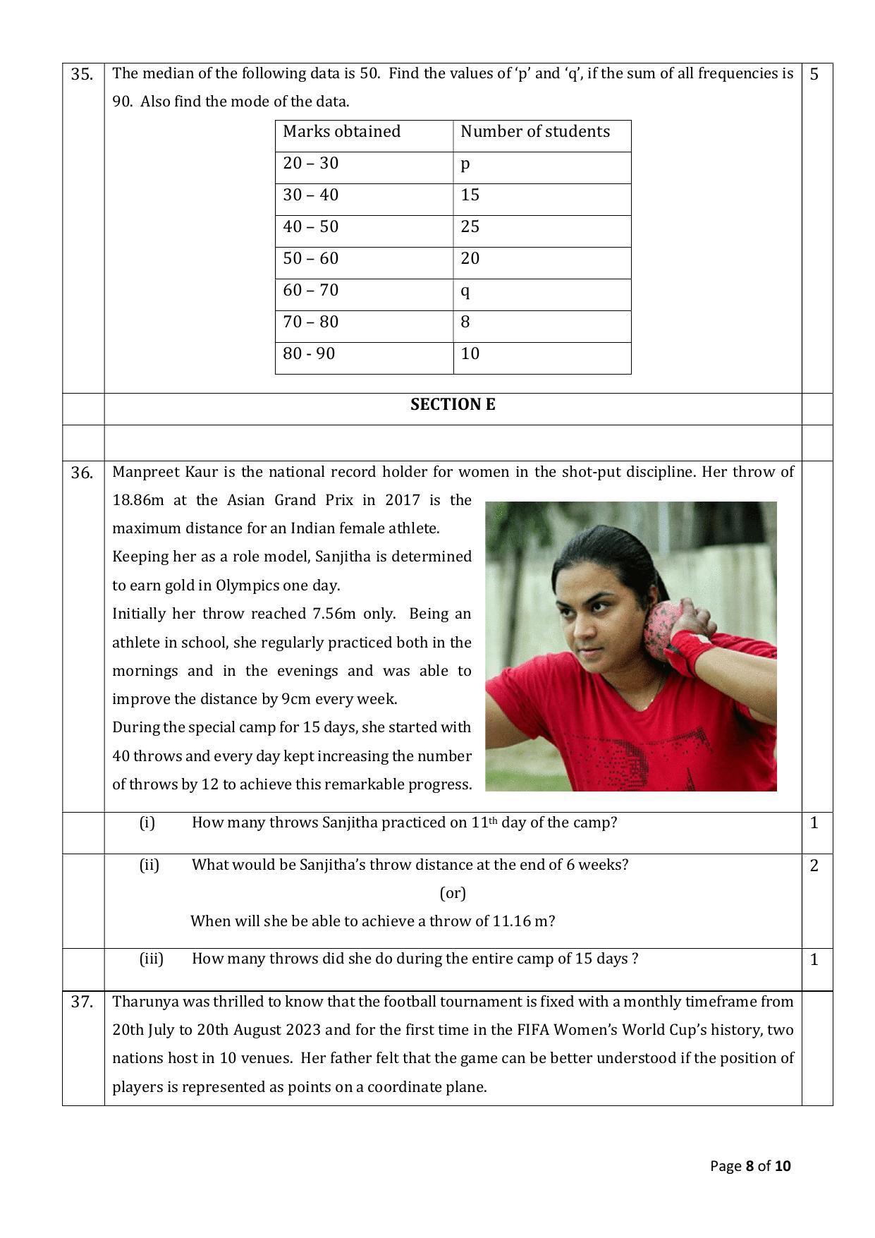 CBSE Class 10 Mathematics (Standard) Sample Paper 2024 - Page 8