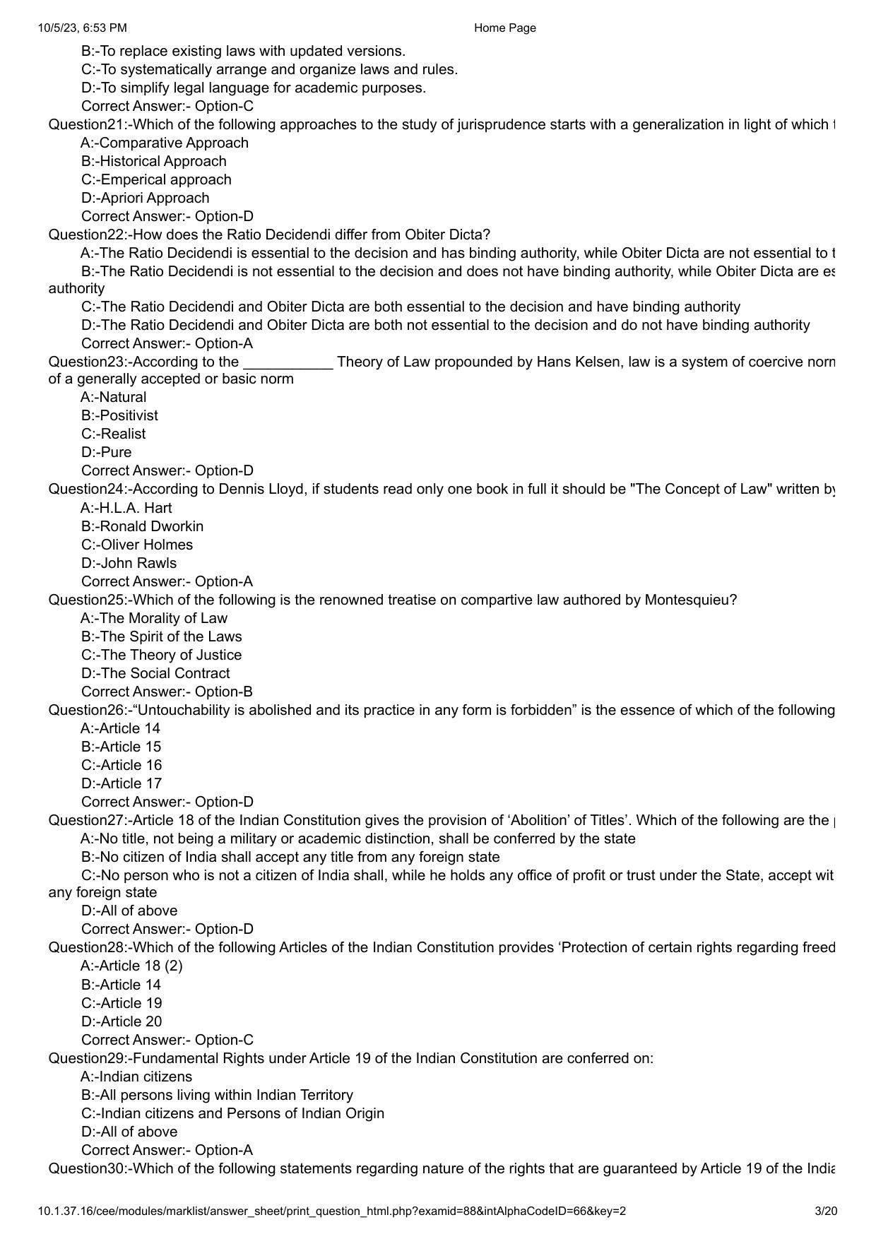 Kerala CEE LLM 2023 Question Paper With Answers - Page 3