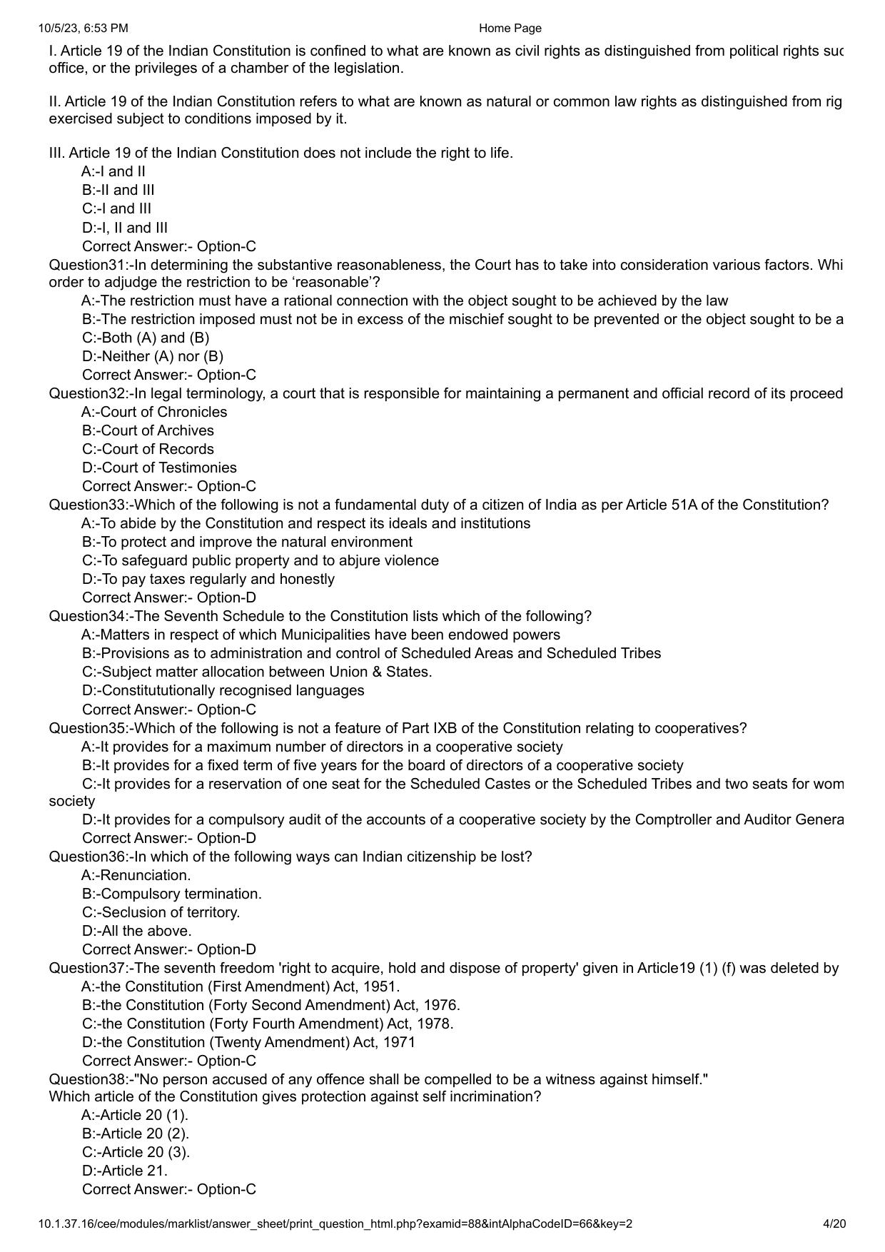 Kerala CEE LLM 2023 Question Paper With Answers - Page 4