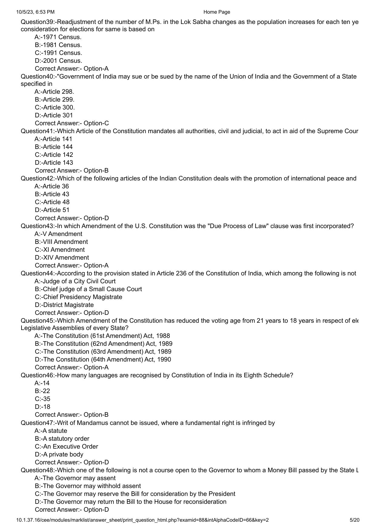 Kerala CEE LLM 2023 Question Paper With Answers - Page 5