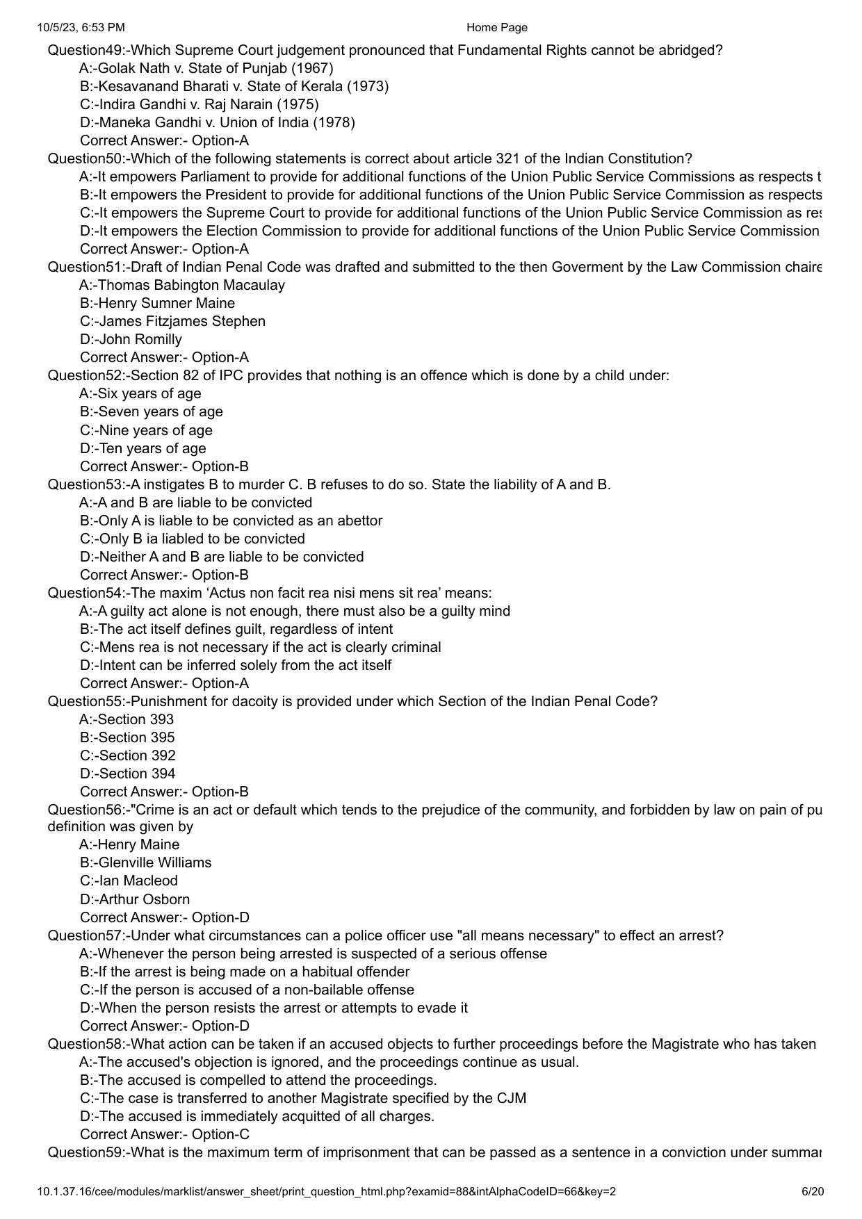 Kerala CEE LLM 2023 Question Paper With Answers - Page 6
