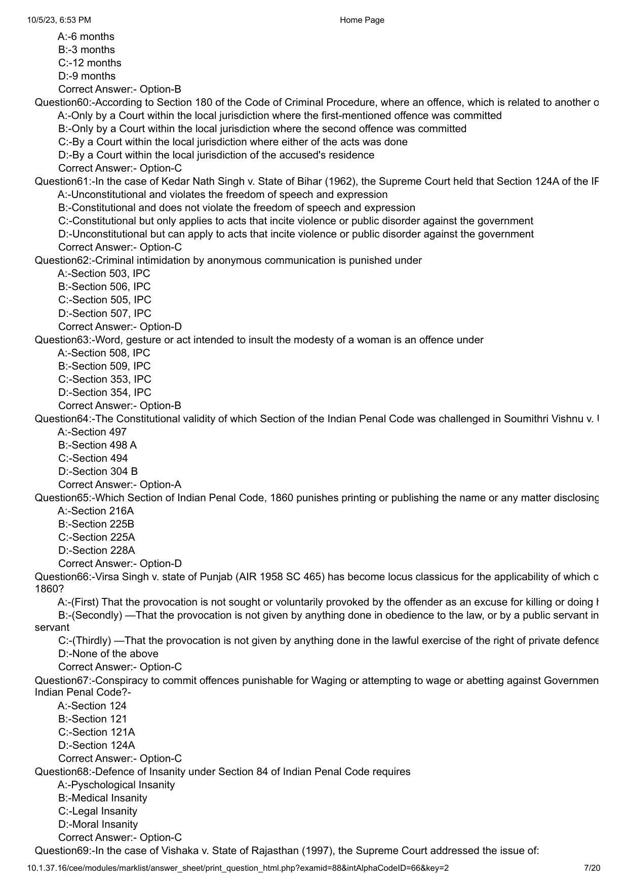 Kerala CEE LLM 2023 Question Paper With Answers - Page 7