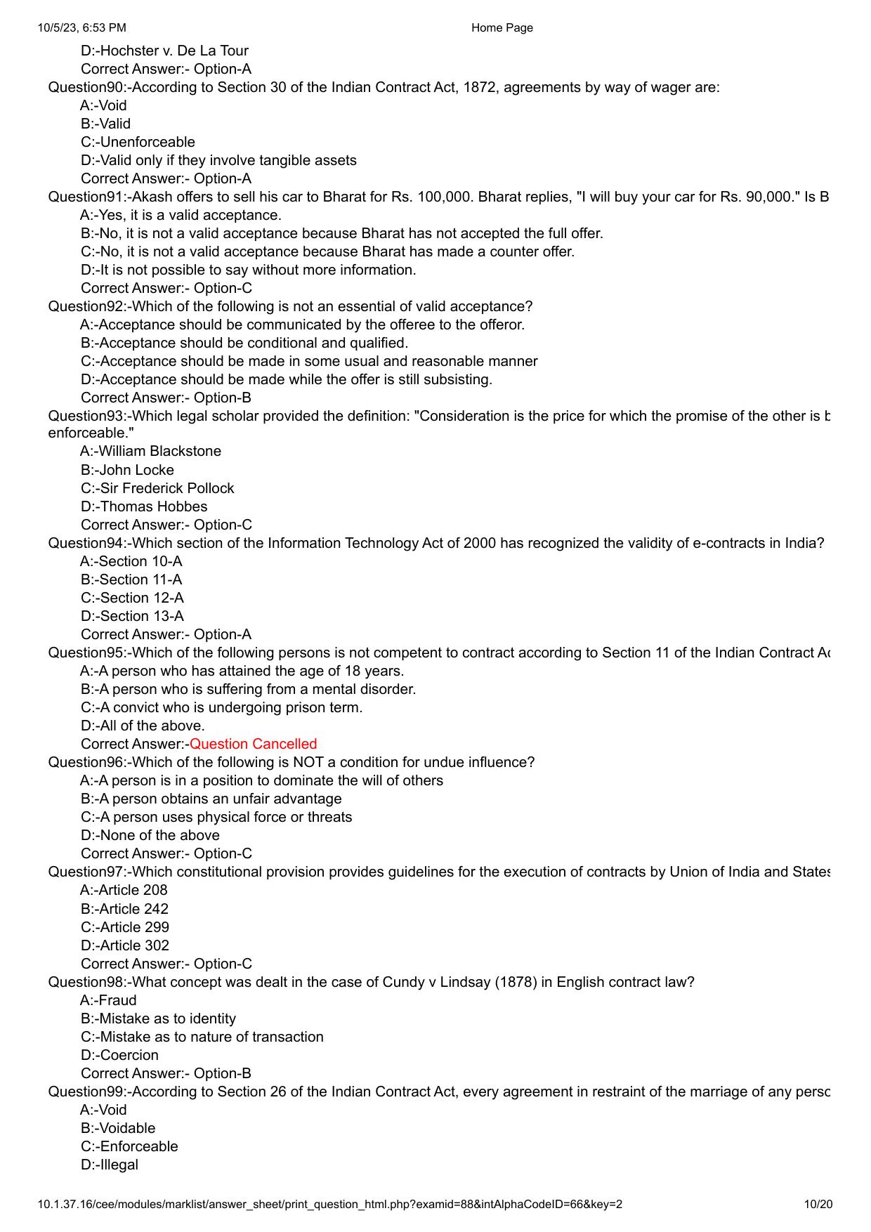 Kerala CEE LLM 2023 Question Paper With Answers - Page 10