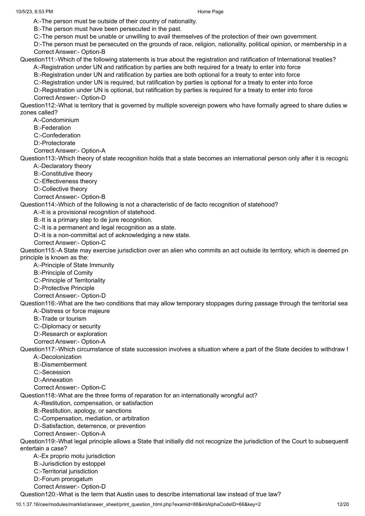 Kerala CEE LLM 2023 Question Paper With Answers - Page 12