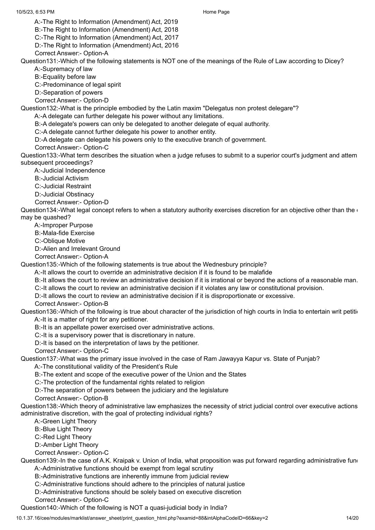 Kerala CEE LLM 2023 Question Paper With Answers - Page 14