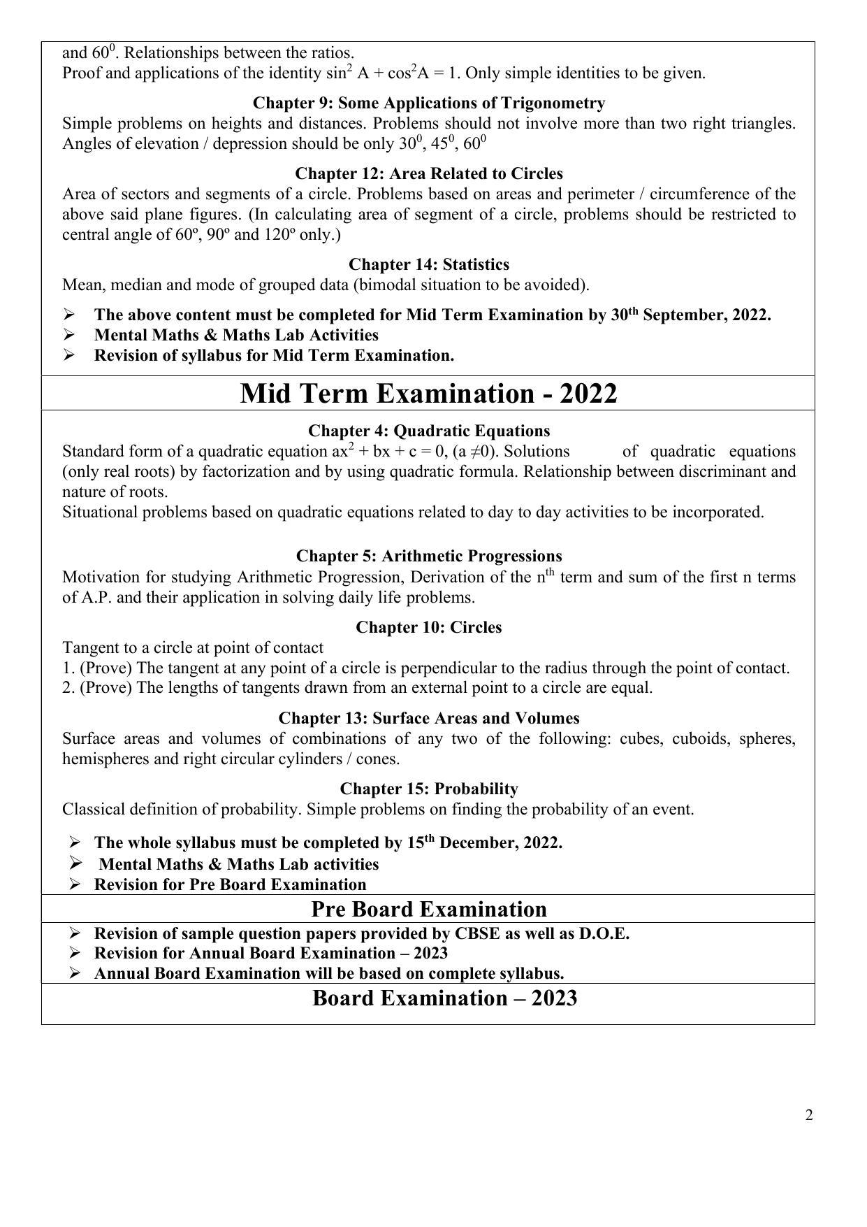 Edudel Class 10 Mathematics (English Medium) Syllabus - Page 2