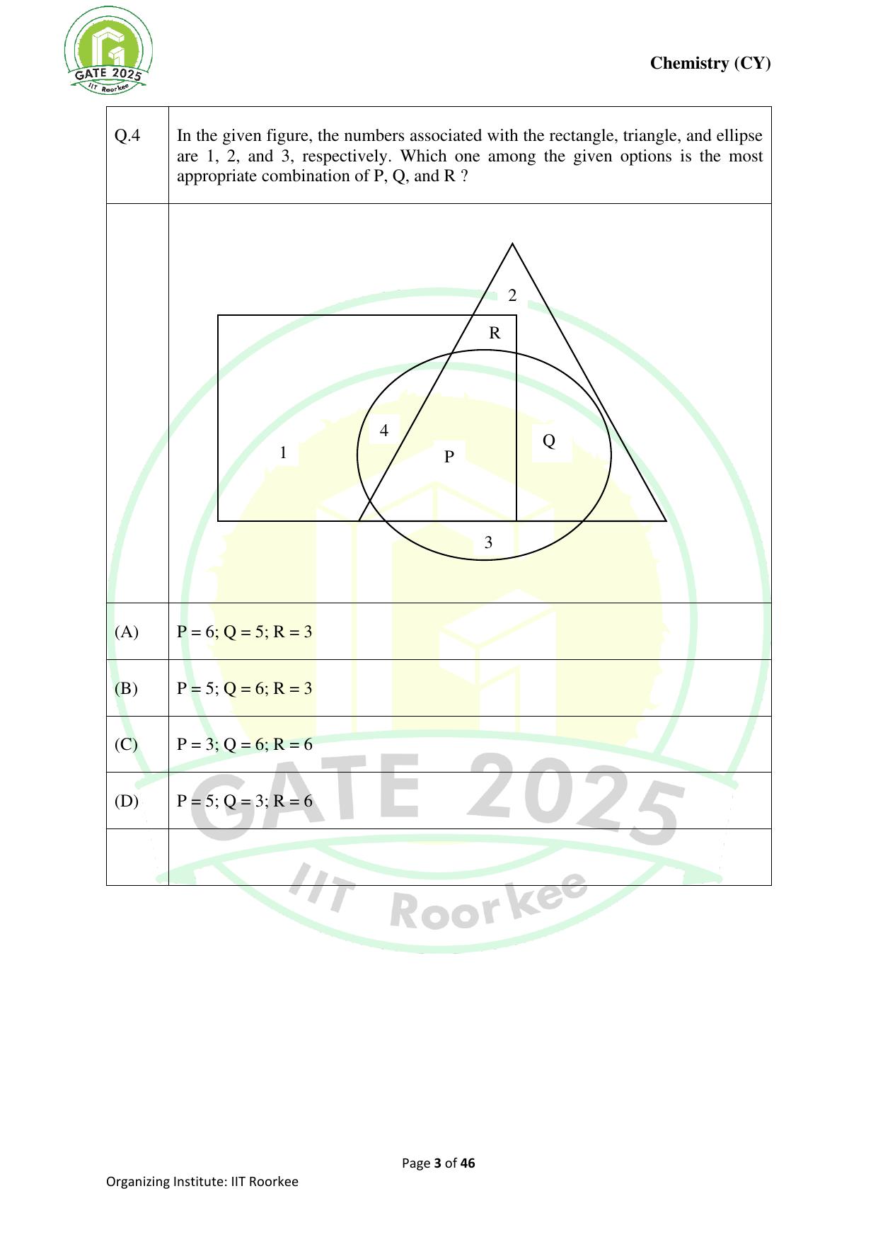 GATE 2025 Chemistry (CY) Question Paper - Page 3