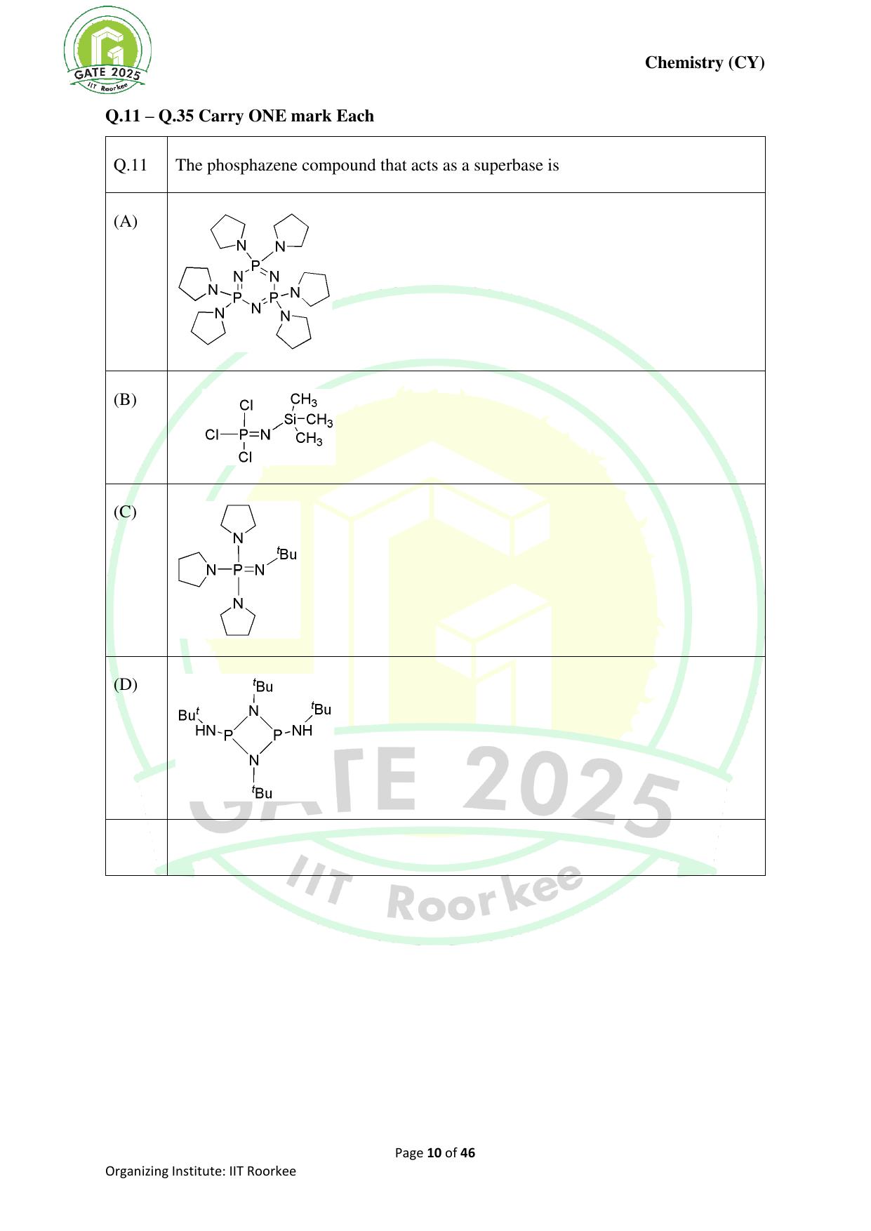 GATE 2025 Chemistry (CY) Question Paper - Page 10