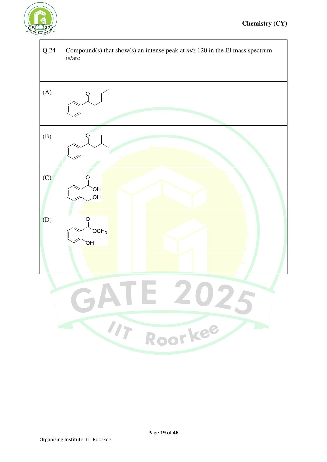 GATE 2025 Chemistry (CY) Question Paper - Page 19