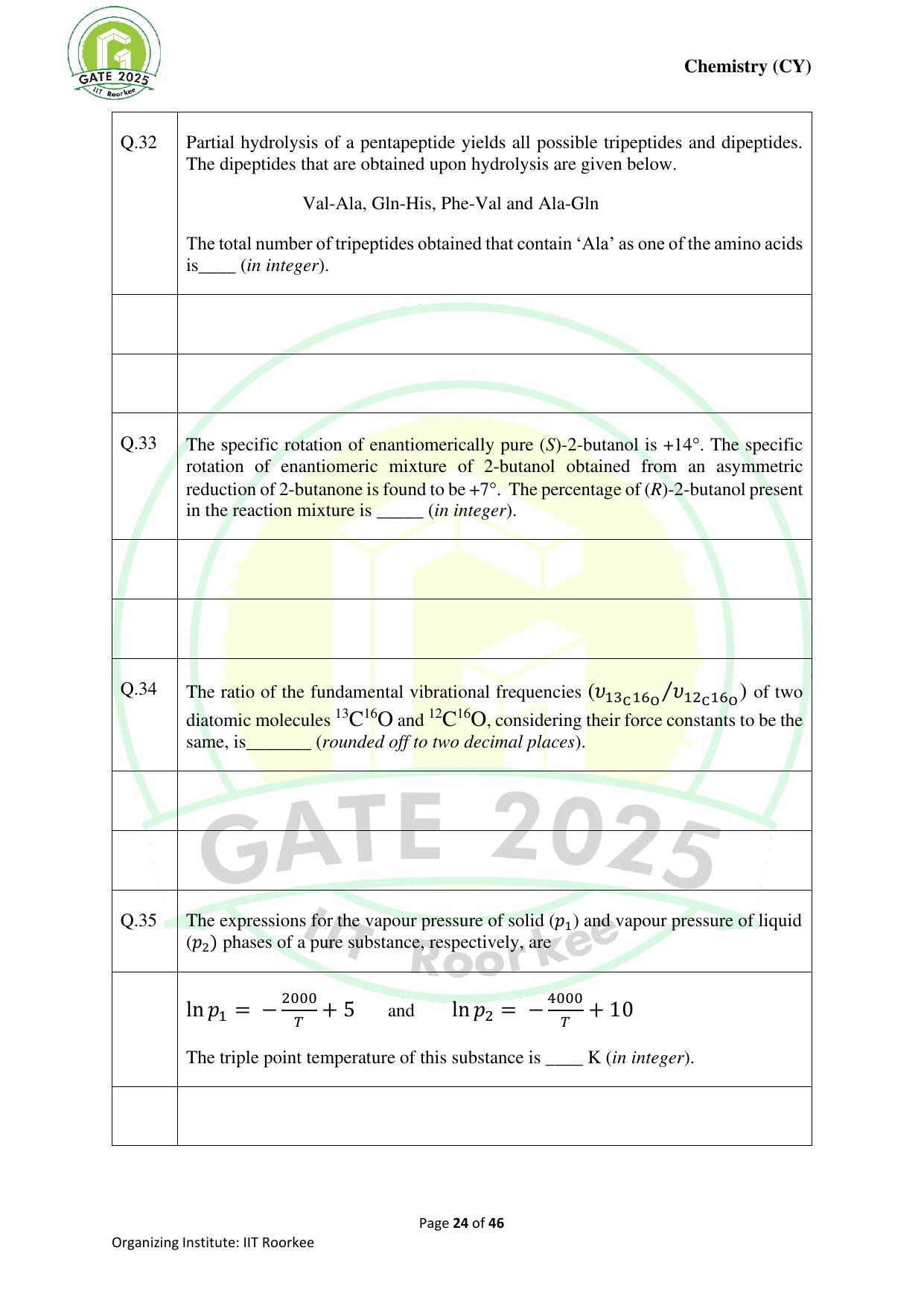 GATE 2025 Chemistry (CY) Question Paper - Page 24