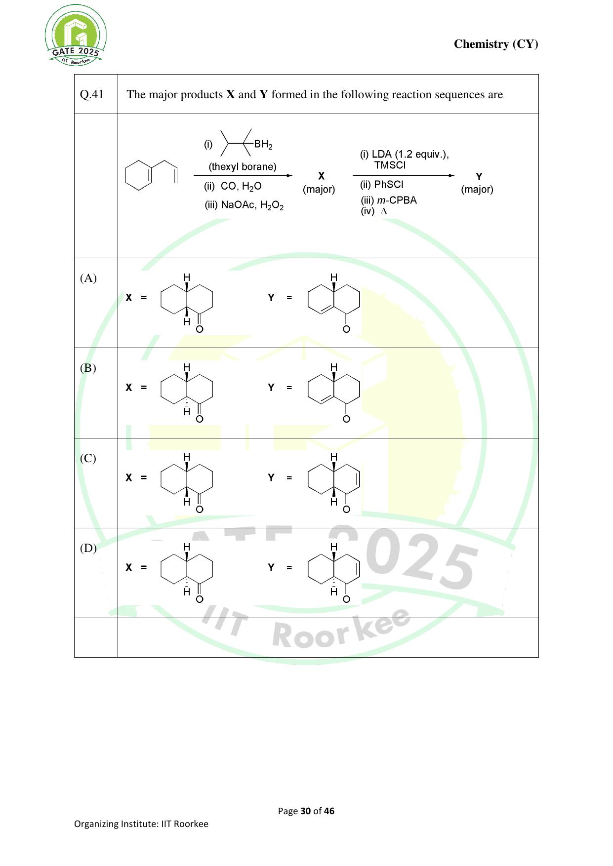 GATE 2025 Chemistry (CY) Question Paper - Page 30