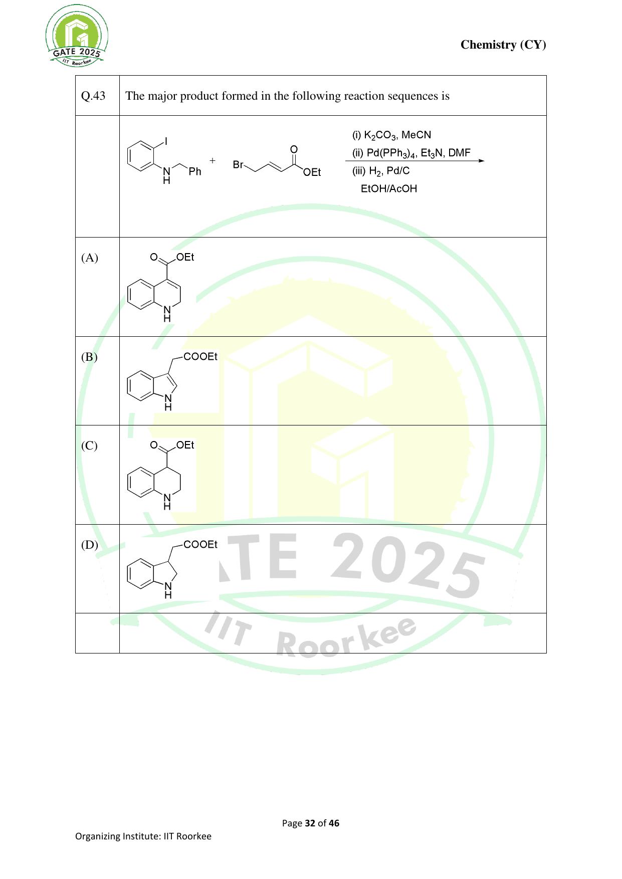 GATE 2025 Chemistry (CY) Question Paper - Page 32