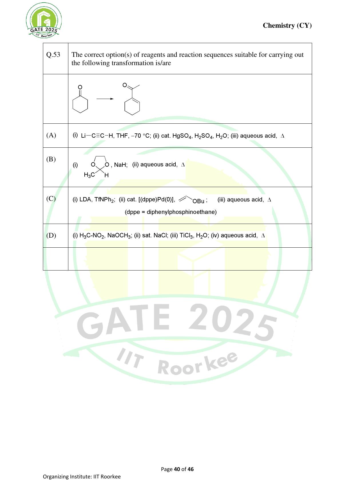 GATE 2025 Chemistry (CY) Question Paper - Page 40