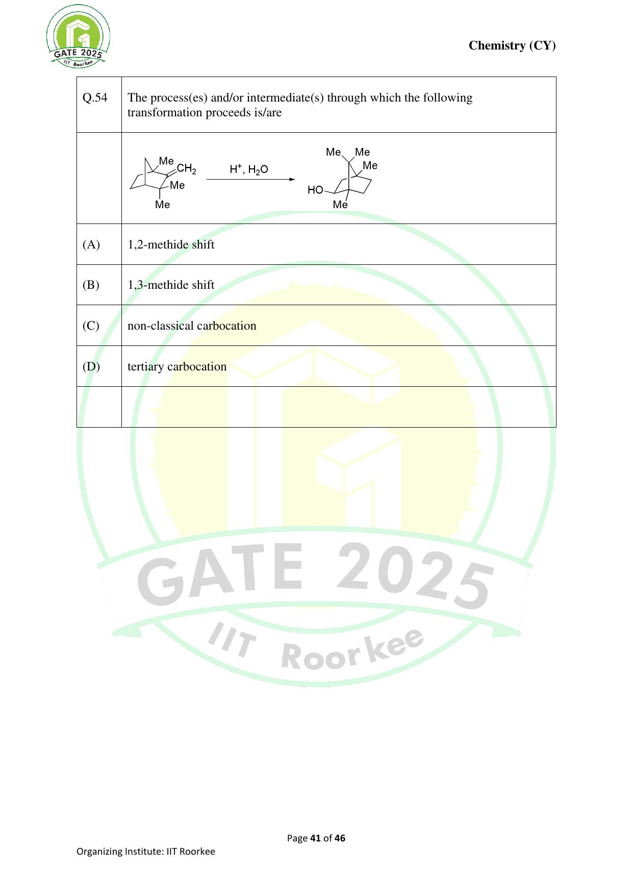 GATE 2025 Chemistry (CY) Question Paper - Page 41