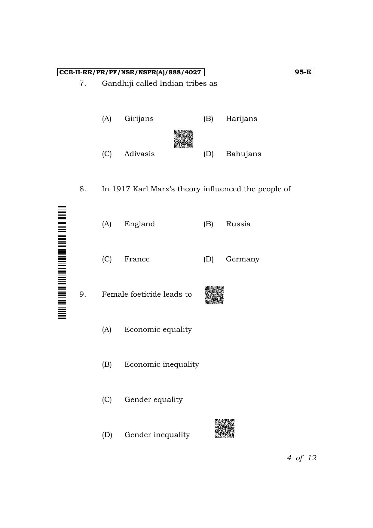 Karnataka SSLC Sociology (English Medium) Exam 2 Question Paper 2024 (A Version) - Page 4