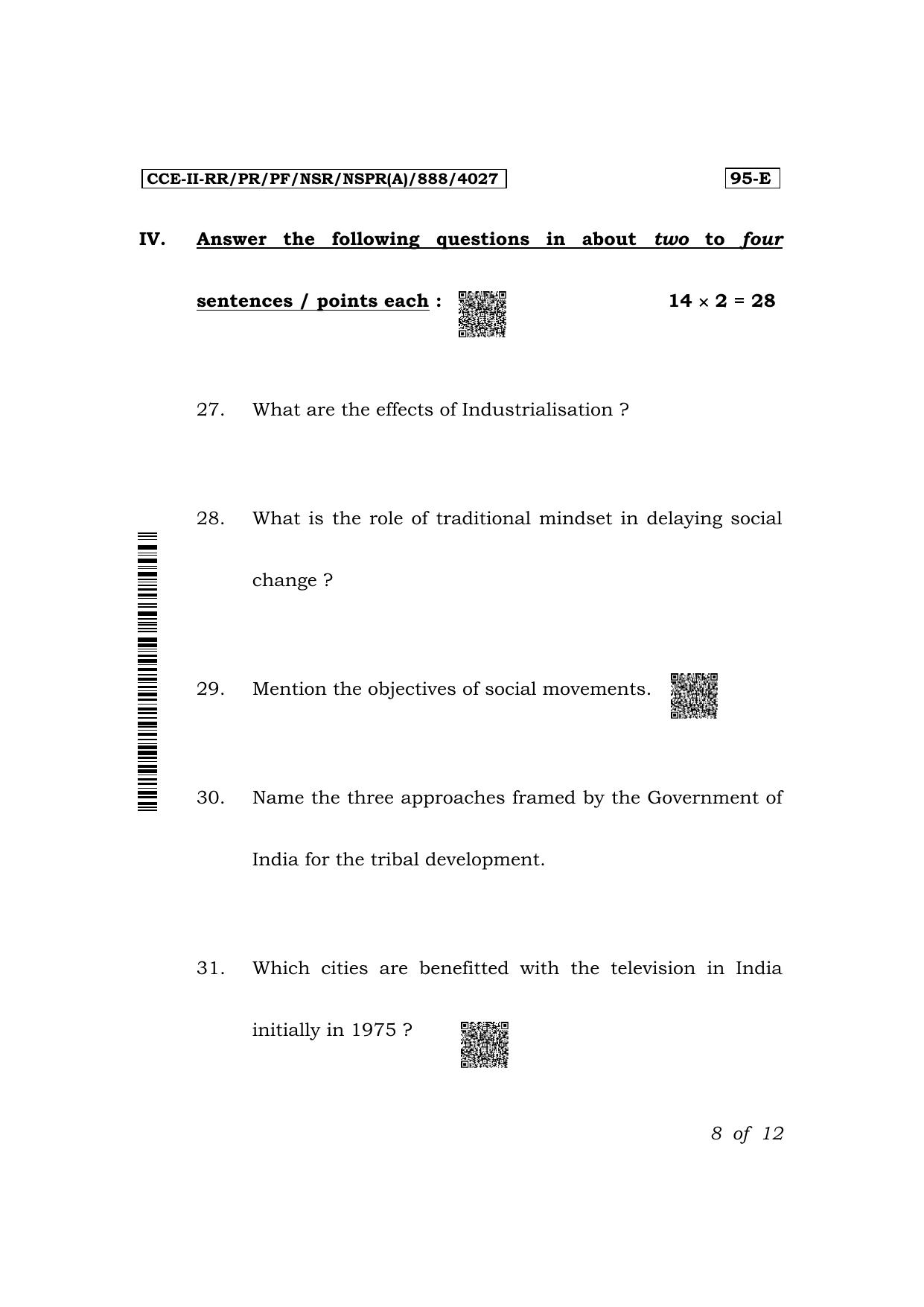 Karnataka SSLC Sociology (English Medium) Exam 2 Question Paper 2024 (A Version) - Page 8