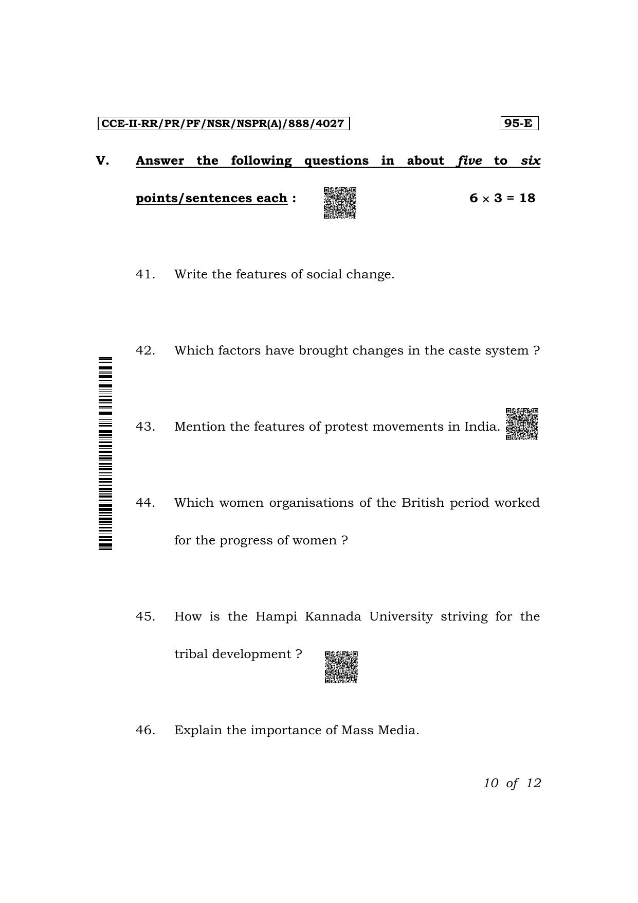 Karnataka SSLC Sociology (English Medium) Exam 2 Question Paper 2024 (A Version) - Page 10