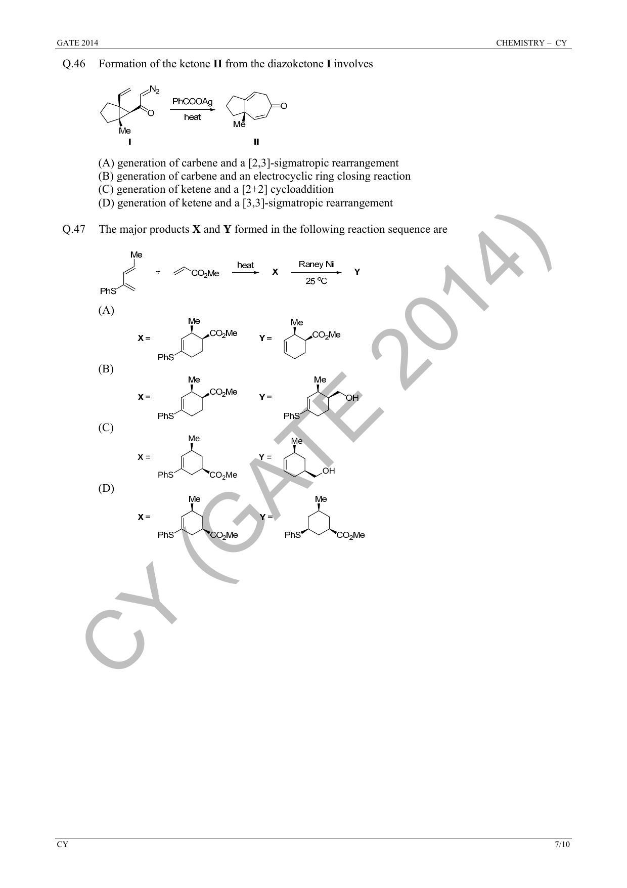 GATE 2014 Chemistry (CY) Question Paper with Answer Key - Page 13