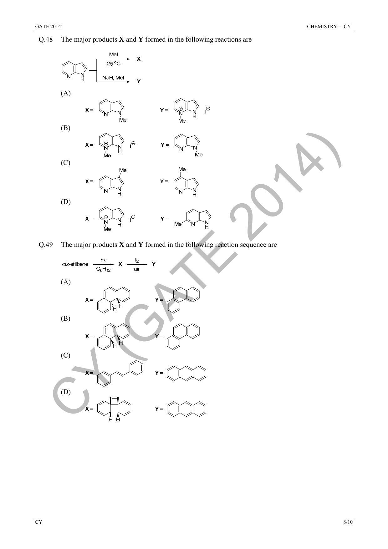 GATE 2014 Chemistry (CY) Question Paper with Answer Key - Page 14