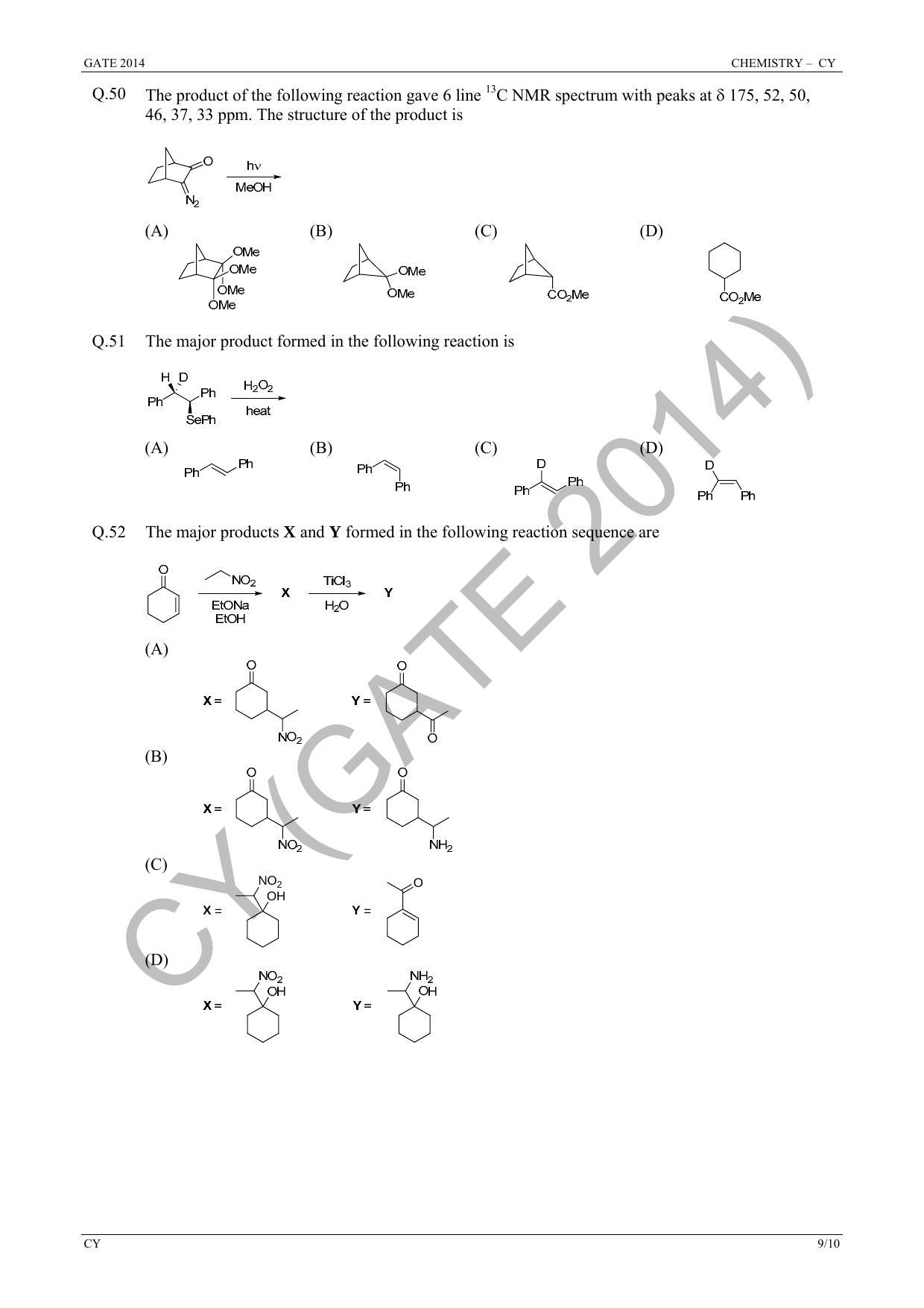 GATE 2014 Chemistry (CY) Question Paper with Answer Key - Page 15