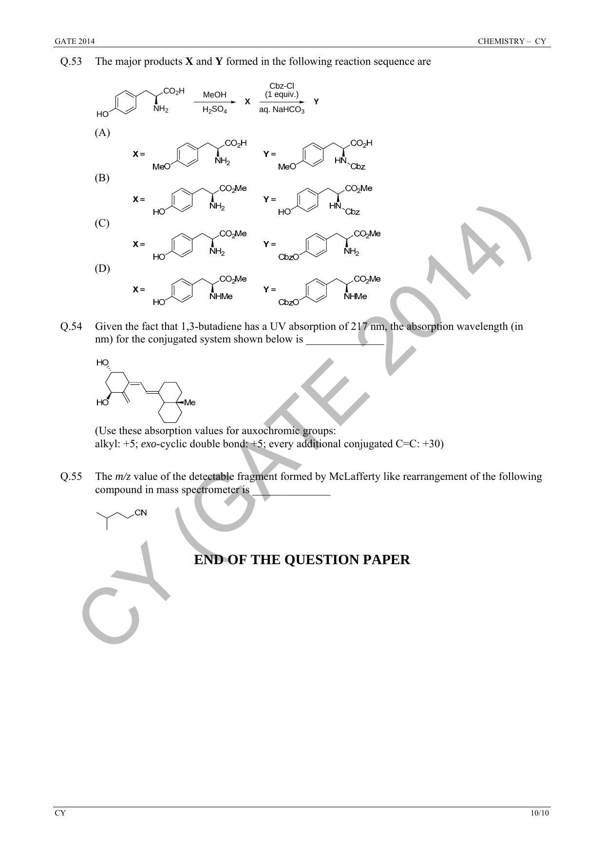 GATE 2014 Chemistry (CY) Question Paper with Answer Key - Page 16